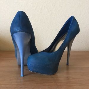 Lovely Miss Natalie's Sky-High blue suede heels